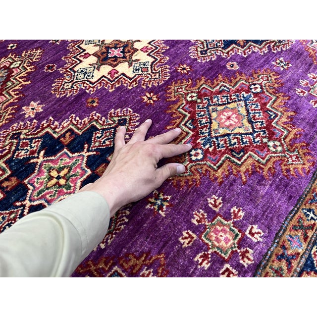 Purple and Pink Kazak Tribal Wool Rug - 5'1" X 6'7" For Sale - Image 11 of 13