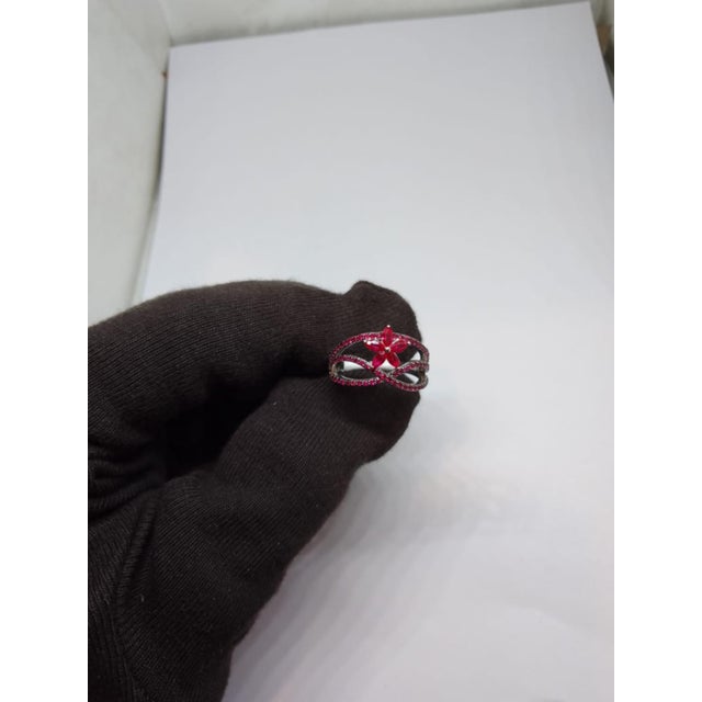 Gemstone Natural 18k Gold Ruby Halo Ring With 0.93ct Ruby For Sale - Image 7 of 8