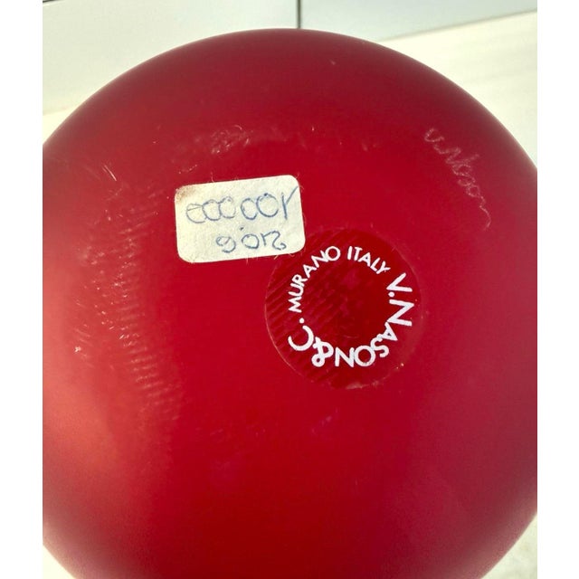 Mid-Century Modern Murano v. Nason & Co. Satin Red Glass With Amber Stopper, Italy – 8in For Sale - Image 3 of 7
