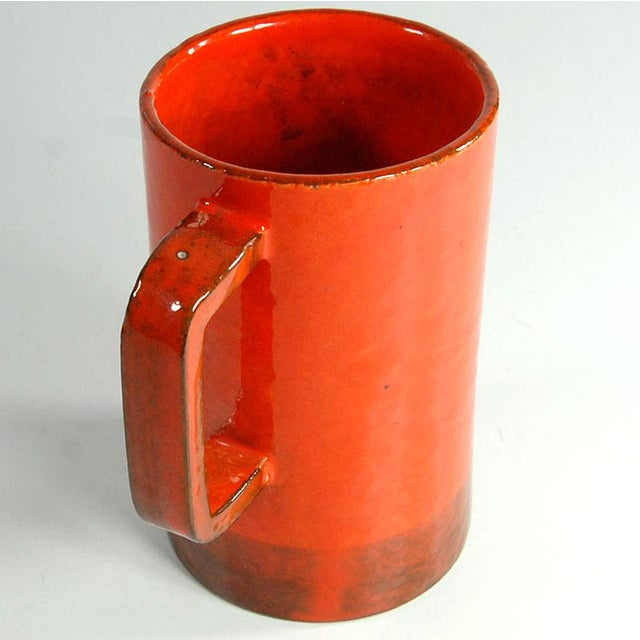 Italian Orange and Red Ceramic Mug from Keramos di Ghigo, 1960s For Sale - Image 4 of 9