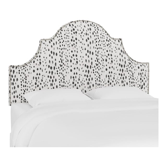 Full Headboard in Linen Leopard Ink For Sale