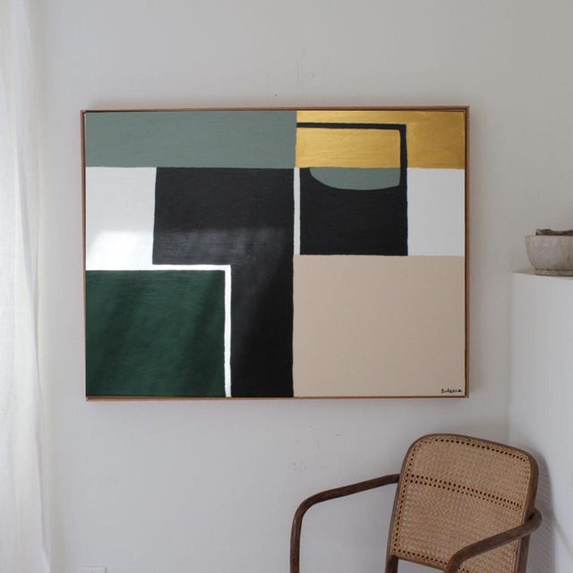 Bodasca, Geometric Green Abstract, 2026, Acrylic on Canvas For Sale - Image 7 of 10