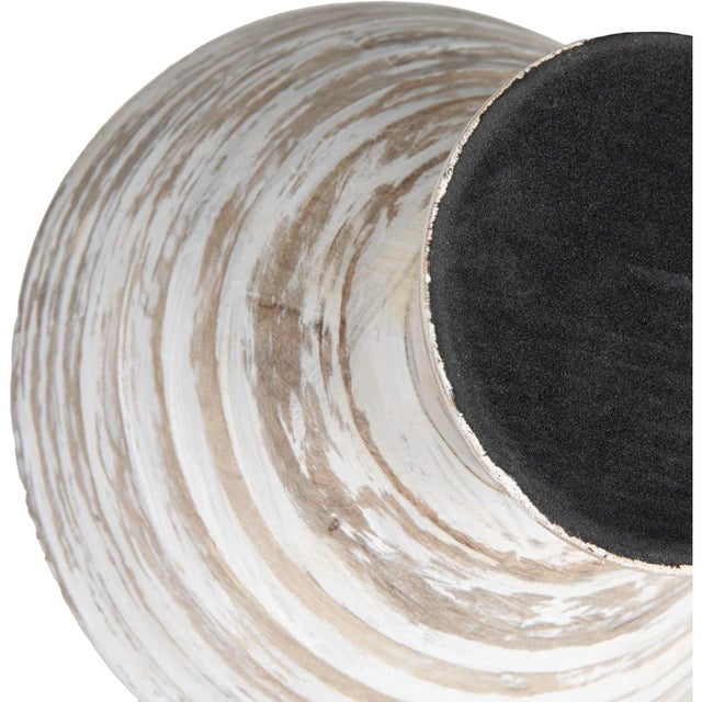 Boho Whitewashed Wood Pedestal Serving Bowl For Sale - Image 4 of 7