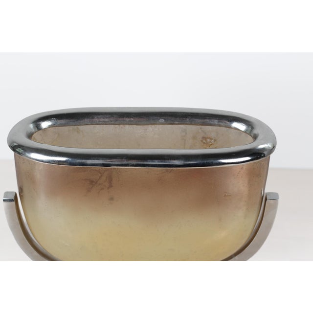 Mid-Century Modern Mid-Century Modern Smoked Gold Glass and Chrome Large Sculptural Jardinière For Sale - Image 3 of 14