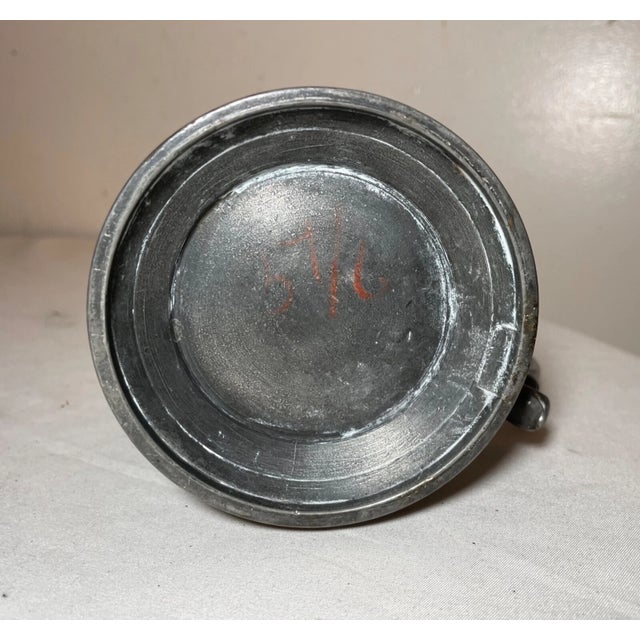 Metal Rare Antique 18th Century 1700's Handmade Pewter Beer Mug Stein Touch Mark Early For Sale - Image 7 of 11