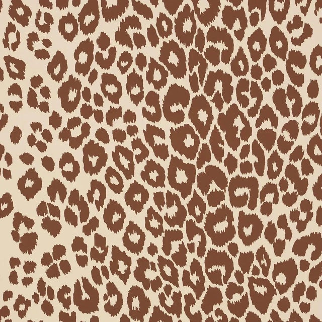 Schumacher Iconic Leopard Wallpaper in Brown on Neutral For Sale