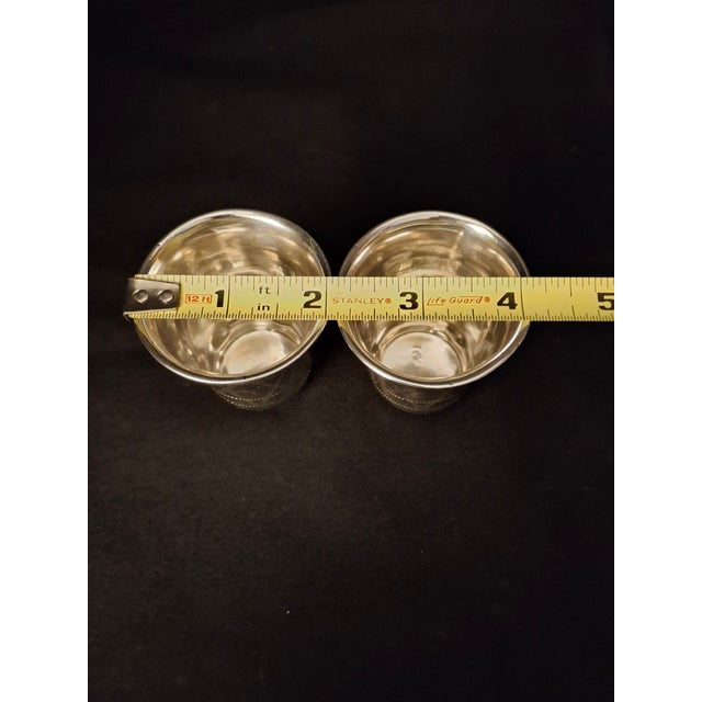 Antique 84 mark Sterling Silver Kiddush Cups Engraved Magen David Star Judaica - Pair For Sale - Image 16 of 18