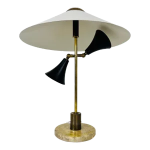 Italian Marble Base and Brass Table Lamp, 1960s, Italy