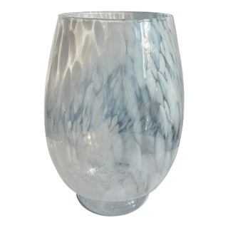 Cenedese Murano Italian White Speckled Murano Glass Vase Mid Century Modern For Sale