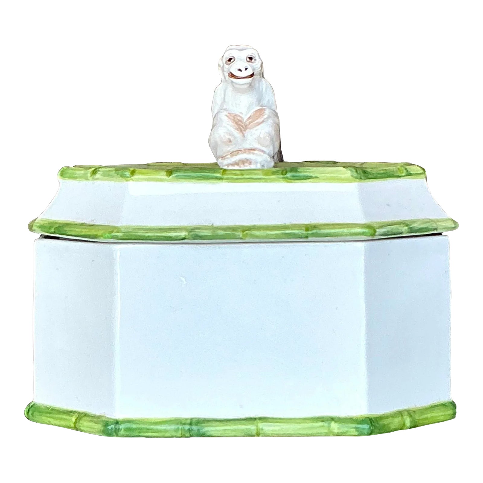 Mid 20th Century Vintage Coastal Italian Glazed Ceramic Monkey Box ...