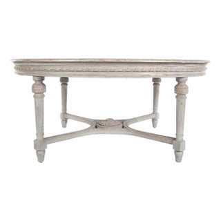 Wisteria French Farmhouse Style Oval Dining Table With Center Medallion For Sale