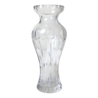 Large Art Deco German Hand-Cut Crystal Thistle Vase, 1920s For Sale
