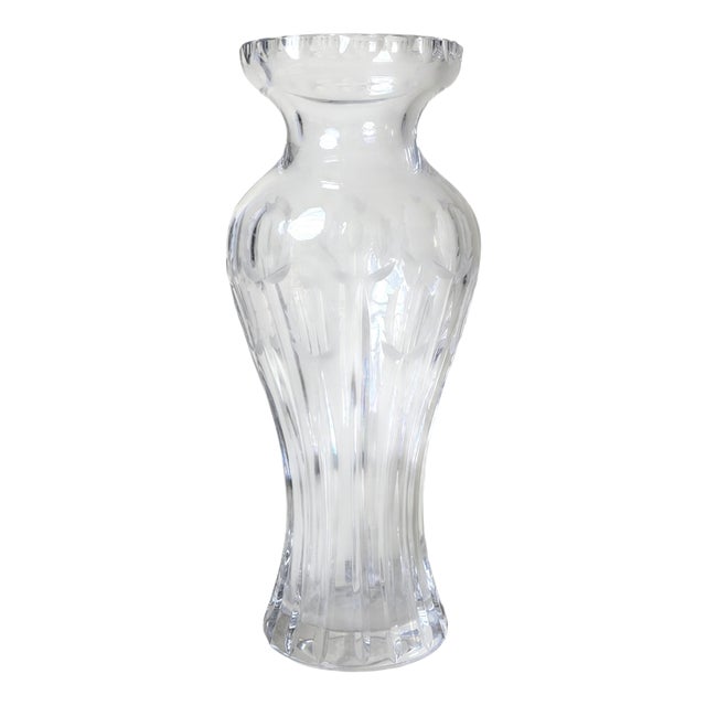 Large Art Deco German Hand-Cut Crystal Thistle Vase, 1920s For Sale