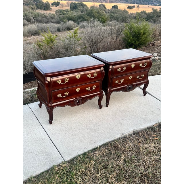 Late 20th Century Vintage Pair Century French Louis XV Style Hardwood Nightstands For Sale - Image 5 of 14