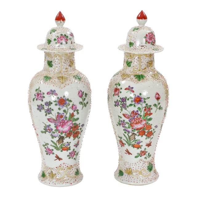 19th Century Continental Style Hand Decorated Floral Details Covered Urn For Sale