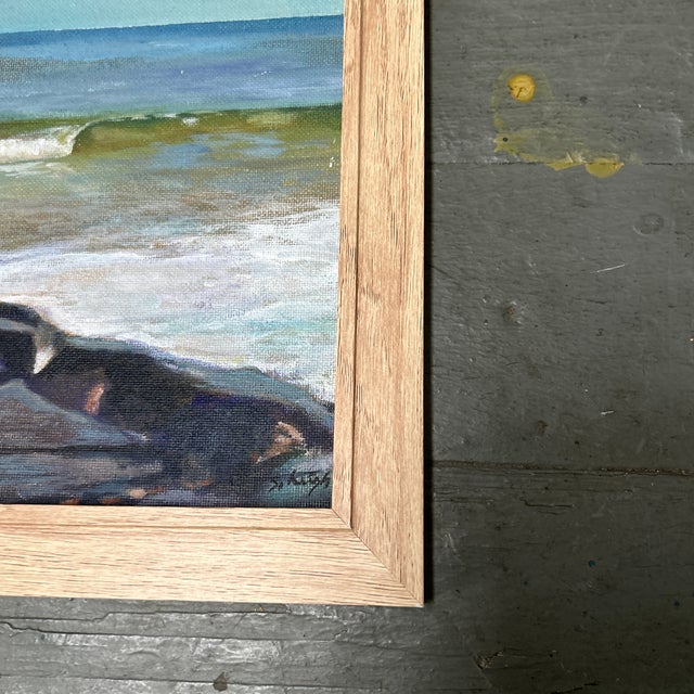 Contemporary Contemporary Original Rocky Seascape Painting by Stephen Heigh “Wave” For Sale - Image 3 of 4