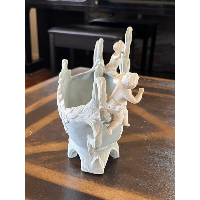 Antique Bisque Planter With Cherub Flower Design For Sale In New York - Image 6 of 11