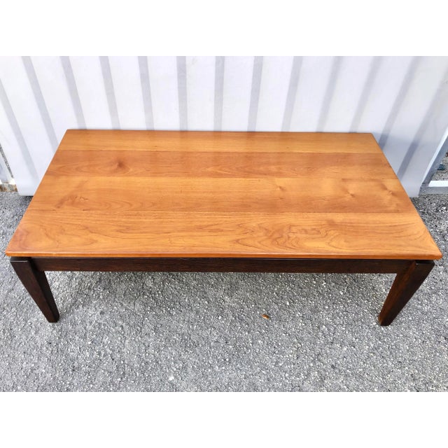 Vintage Mid Century Modern Custom Crafted Solid Wood Coffee Table, Signed by the maker. Circa 1960s. Features a sleek...