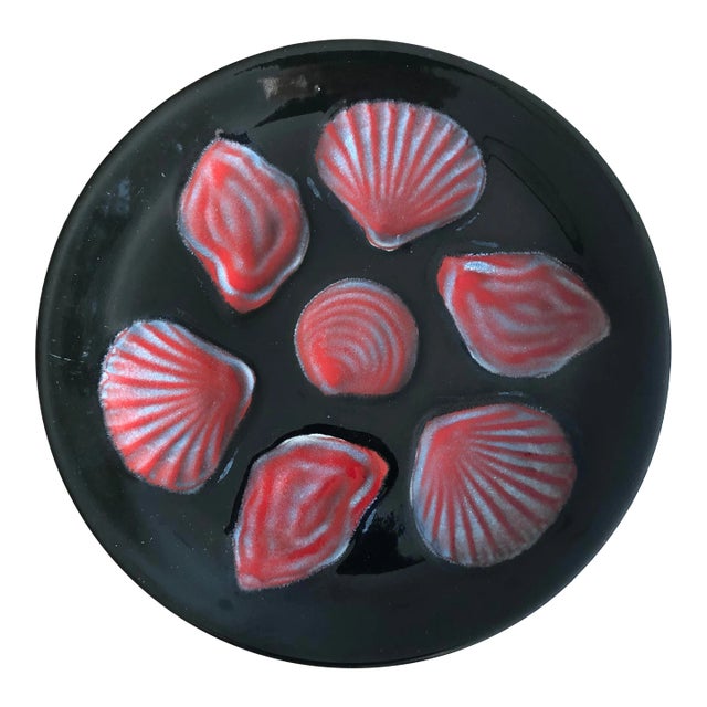 C.1950 French Majolica Oyster Plate For Sale
