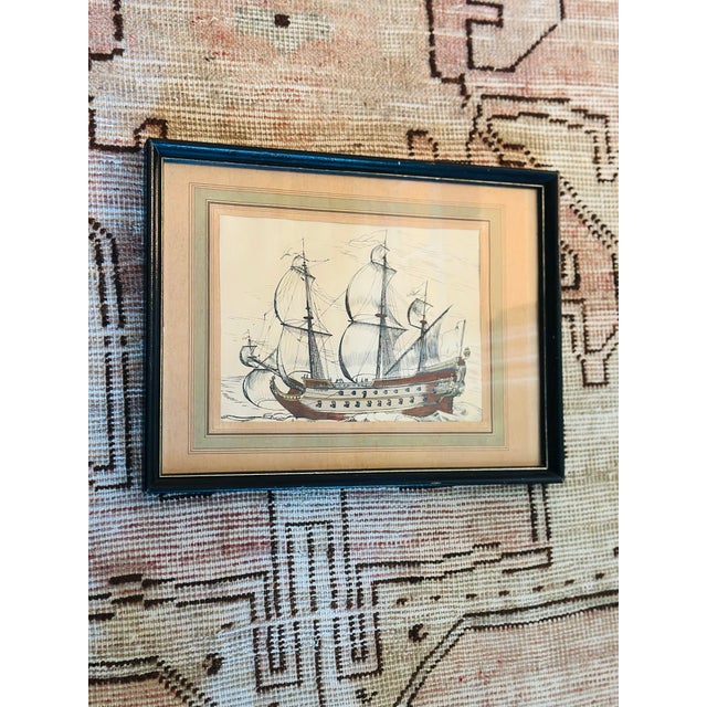 1950s Vintage Framed Nautical Print For Sale - Image 5 of 9
