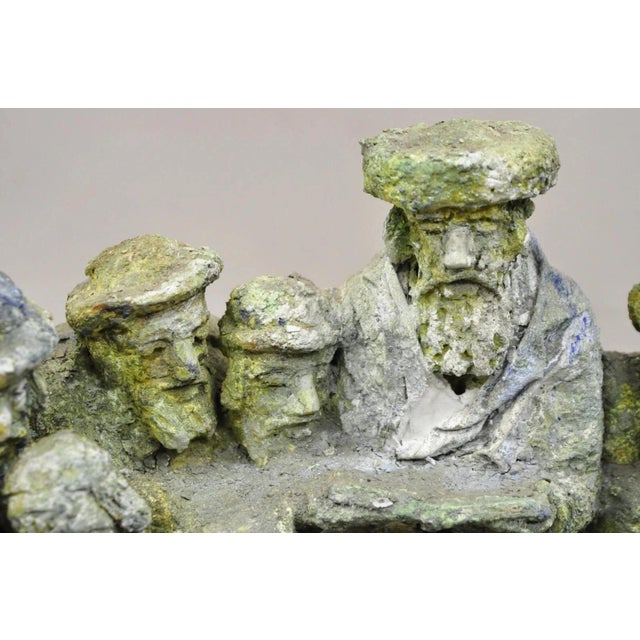 "Tashlich" by Samuel M Segal Judaism Vintage Brutalist Green Plaster Sculpture For Sale In Philadelphia - Image 6 of 12