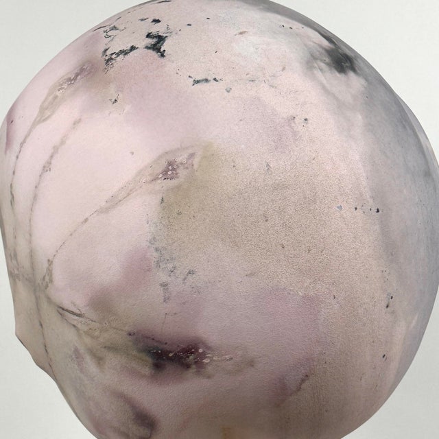 Vintage Large Modernist Anagama Fired Pink Seed Pot-Style Vessel by Jeffrey Zigulis (American, B. 1954), Signed (1983) For Sale - Image 4 of 10