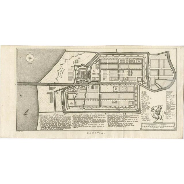 Antique Map of Batavia by Van Schley, 1750 For Sale - Image 5 of 5