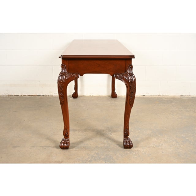 Baker Furniture Georgian Carved Mahogany Console or Sofa Table, Newly Refinished For Sale - Image 11 of 16
