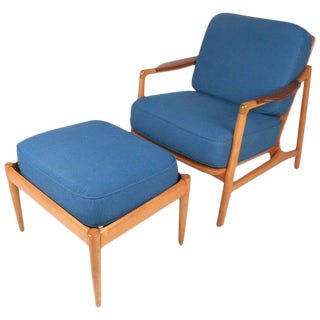 France & Daverkosen Mid-Century Lounge Chair & Ottoman For Sale