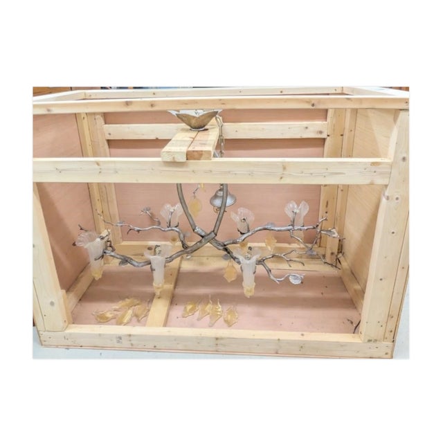 Vintage Murano Gold Flake Glass Chandelier With "Silver" Branches For Sale - Image 6 of 9