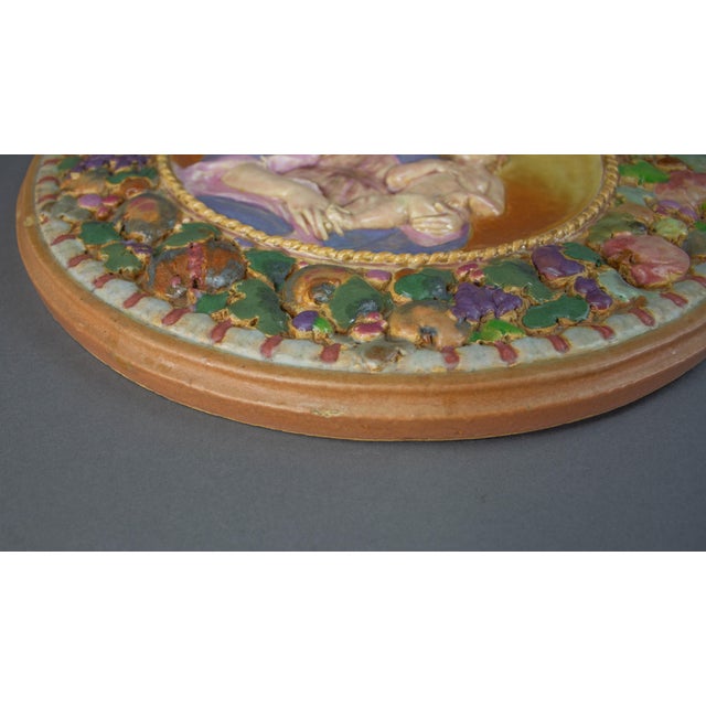 Mid 20th Century Northwestern Terra Cotta Company Fine Ceramic Roundel Embossed Madonna and Child For Sale In Miami - Image 6 of 11
