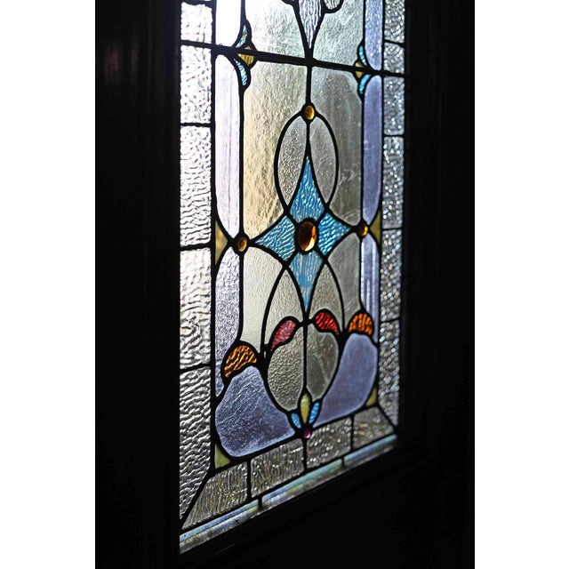 Late 19th Century Mahogany Pocket Doors - Antique With Stained Glass - A Pair For Sale - Image 5 of 10