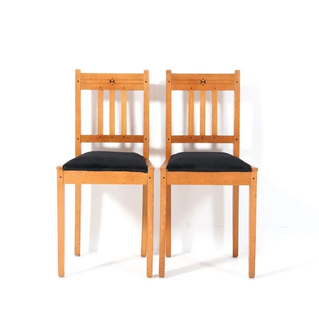 Set of Arts & Crafts Art Nouveau Oak Side Chairs by Jac. Van Den Bosch, 1904 For Sale - Image 6 of 9