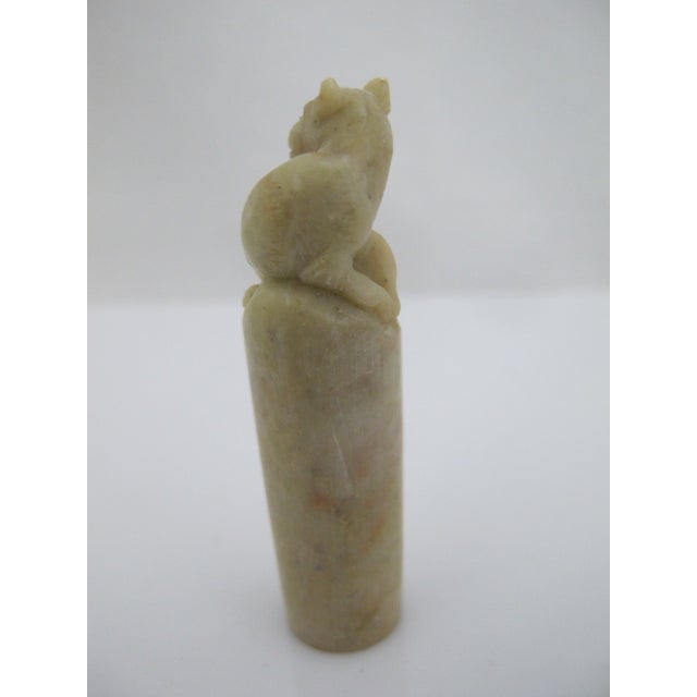 Small Chinese Hand Carved Animal Dog Soapstone Chop Seal Figurine For Sale - Image 4 of 9