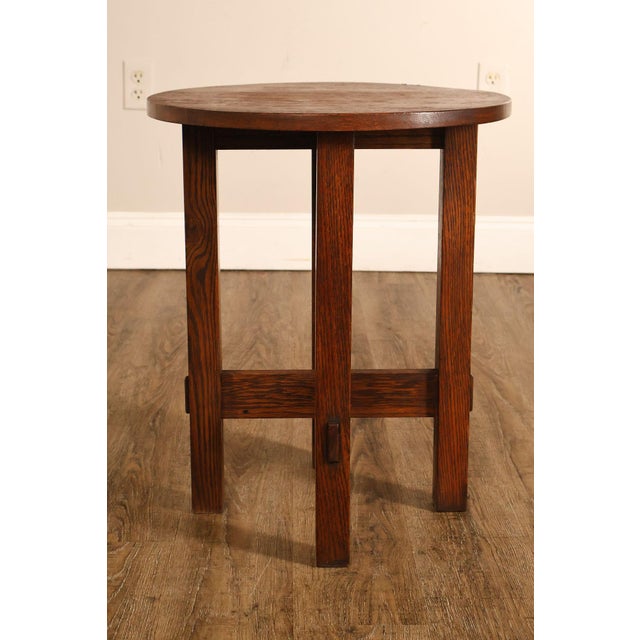 Arts And Crafts Style Round Oak Lamp Table For Sale - Image 12 of 18