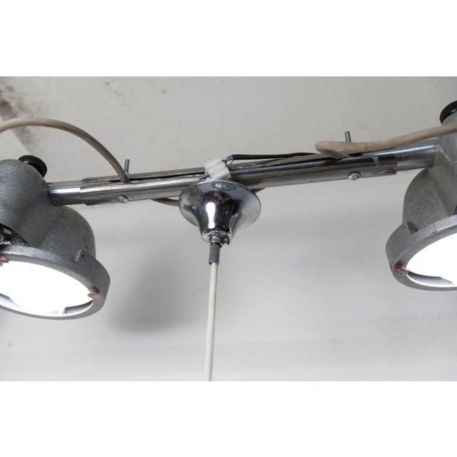 Blue Floral Pendant Lamp in Chromed Metal and Grayed Glass, 1970 For Sale - Image 8 of 14