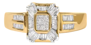 10K Yellow Gold 1/2 Cttw Diamond Composite and Halo Ring (H-I Color, SI1-SI2 Clarity) - Ring Size 7