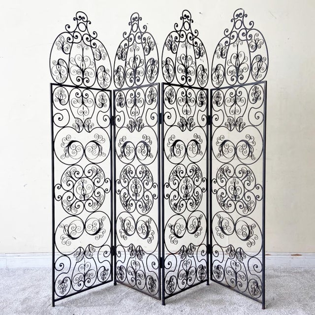 Antique Wrought Iron Room Divider 4 Panels Chairish