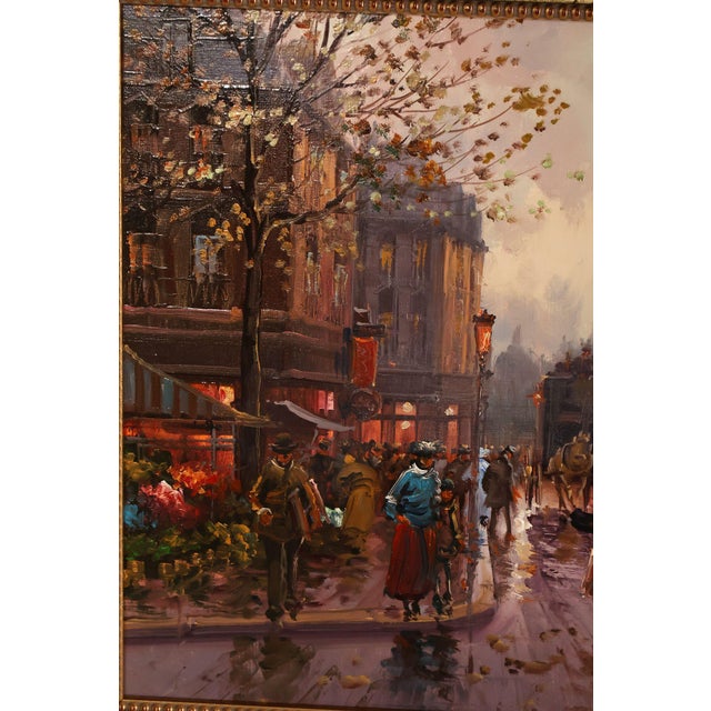 Gold Impressionist Style Painting, Street Scene. Emilio Payes For Sale - Image 8 of 18