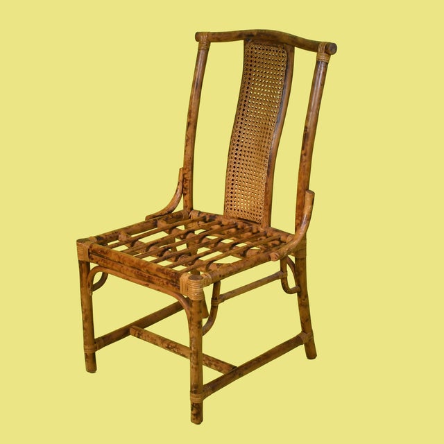 1970s British Colonial Burnt Bamboo Dining Set For Sale - Image 11 of 12