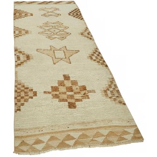 Textile Beige Bohemian Runner Rug For Sale - Image 7 of 7