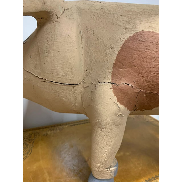 Beige Vintage Carved Wooden Folk Art Pig by David Alvarez For Sale - Image 8 of 10