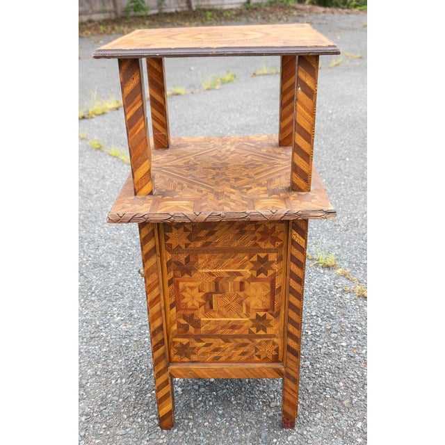 Brown 19th or 20th Century American Folk Art Marquetry Etagere Table Stand For Sale - Image 8 of 16