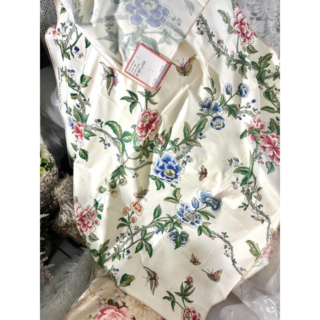 Textile Vintage 1976 Flowering Tree Brunschwig & Fils , Inc Hand Print Fabric 44” X 50” For Sale - Image 7 of 12