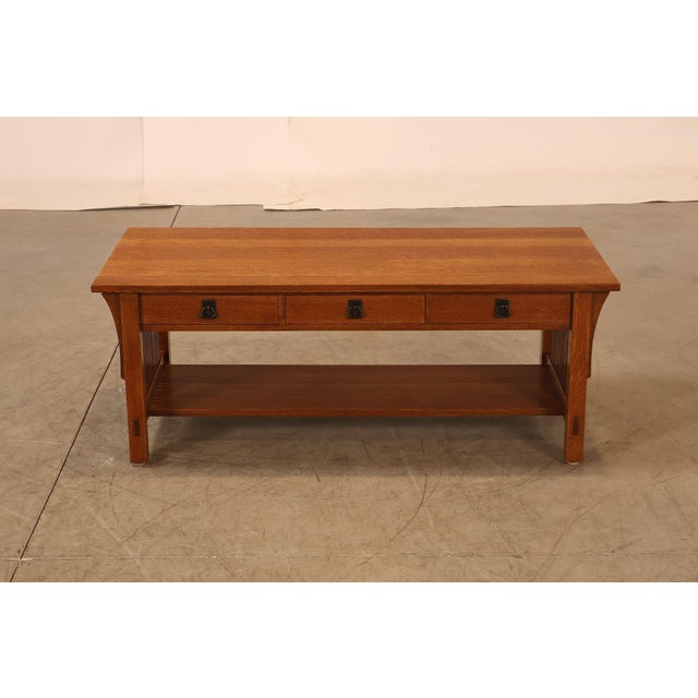Stickley Mission Collection Oak Coffee Table With Drawers For Sale - Image 15 of 18