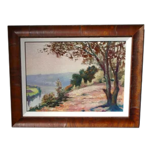 1960s Original Landscape Oil Painting on Canvas Board, Framed