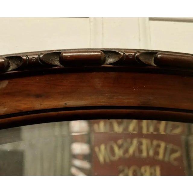 Brown Large Edwardian Carved Walnut Oval Mirror, 1890s For Sale - Image 8 of 9