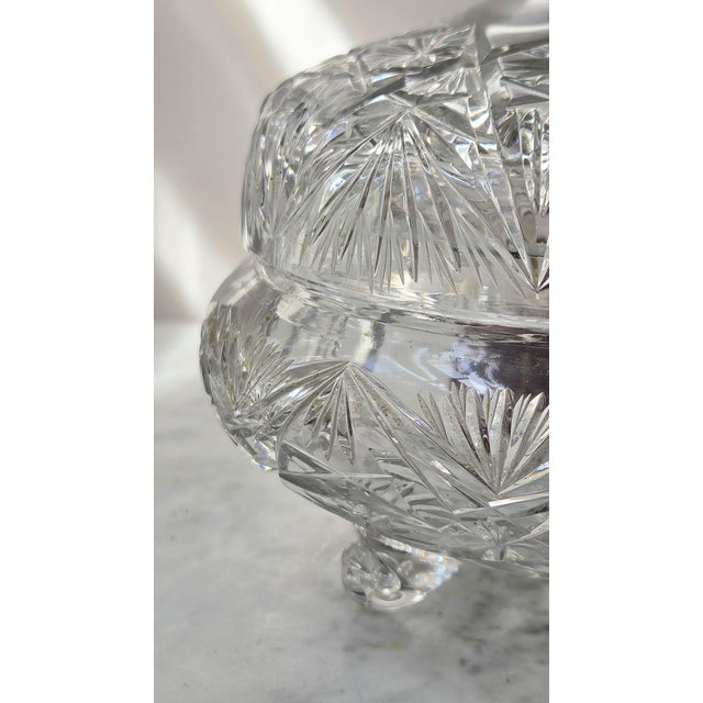 Vintage Cut Lead Crystal Footed Covered Compote For Sale - Image 12 of 16
