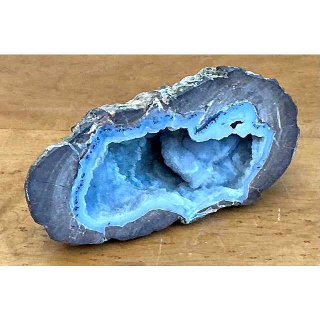 Cerulean Vintage Natural Blue Quartz Geode For Sale - Image 8 of 12