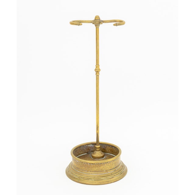 Vintage Brass Four-Piece Fireplace Tools Set, comprising: poker, tongs, pierced shovel, and stand. Overall: 26" H x 9"...